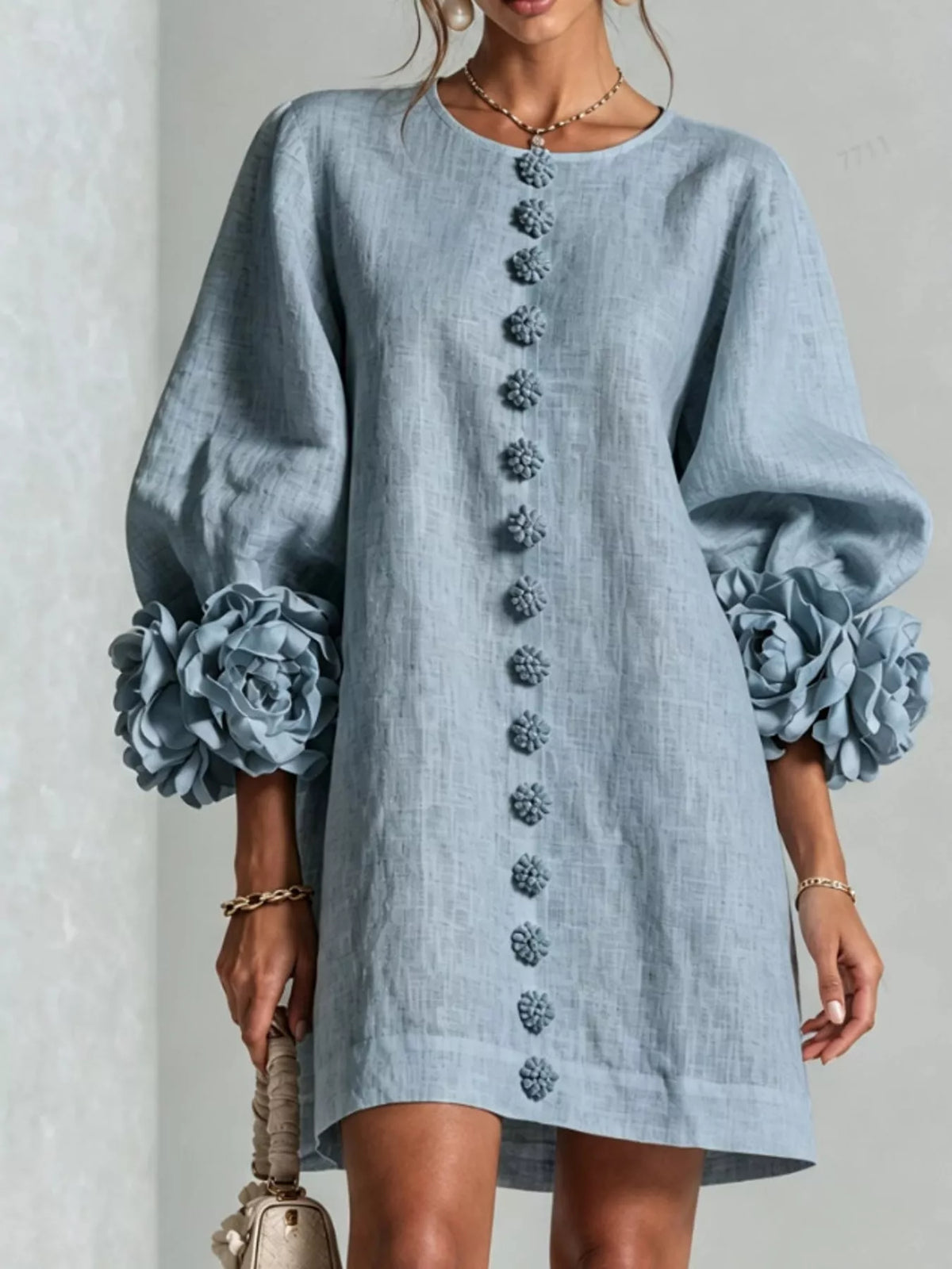 3D Floral Applique Mini Dress