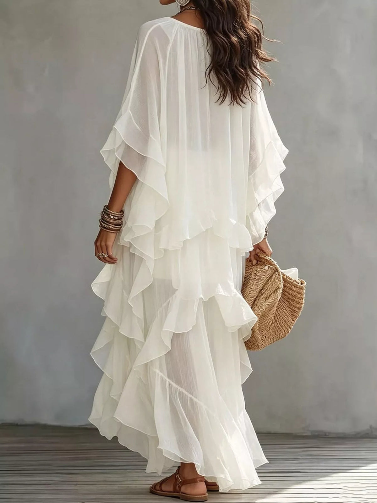 Ruffled Layered Bohemian Maxi Dress