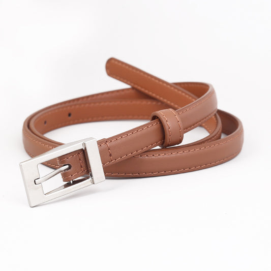 Ilussa Metal Buckle Leather Belt — Caramel