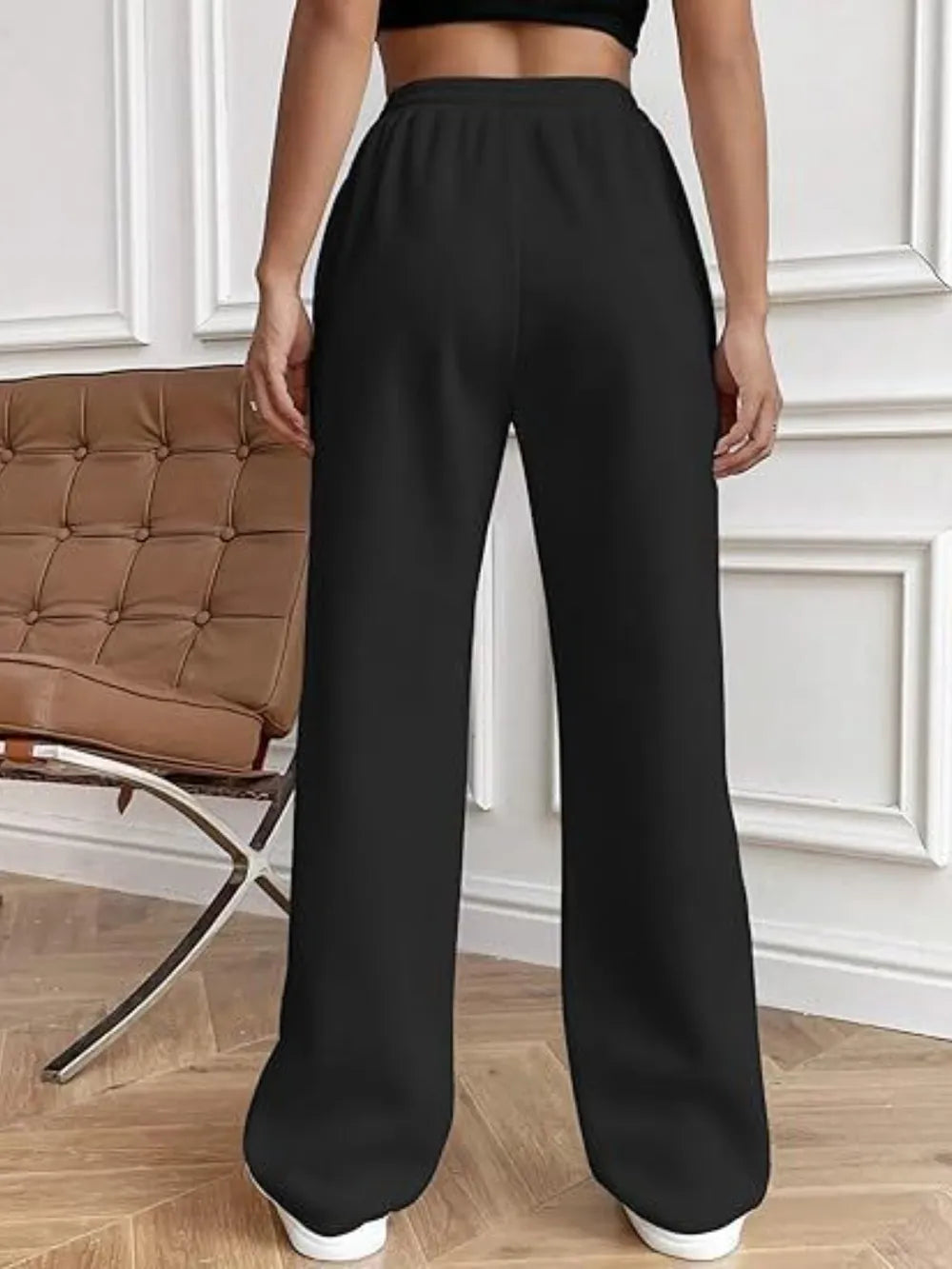 Drawstring Wide Leg Pants with Pockets by K&L