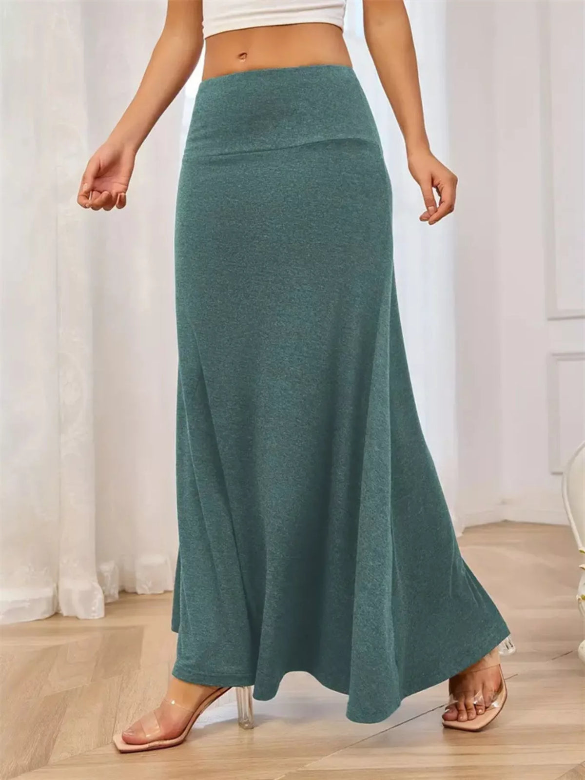 Flowy Maxi Skirt with Wide Waistband