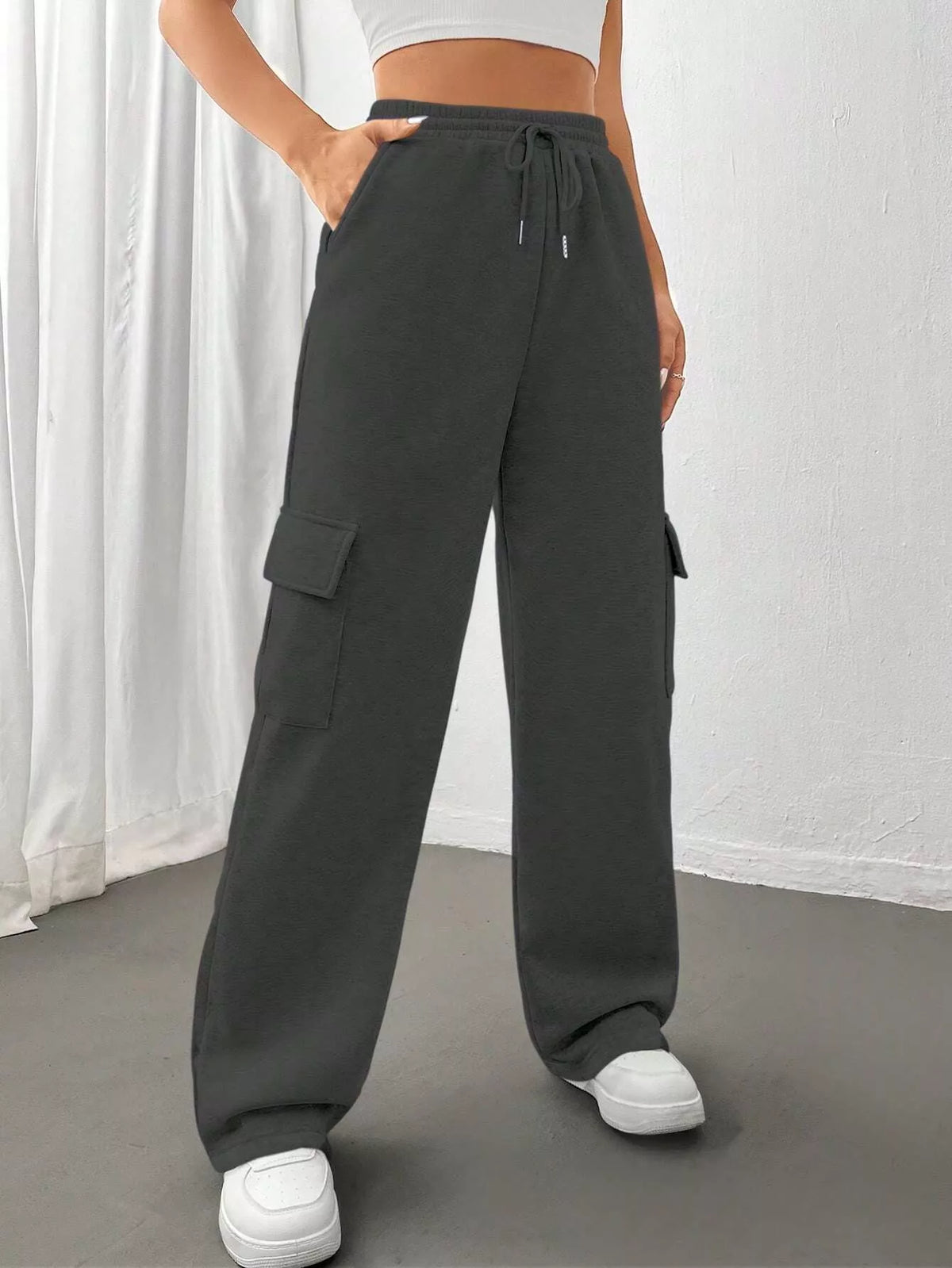 Relaxed Fit Drawstring Waist Pants