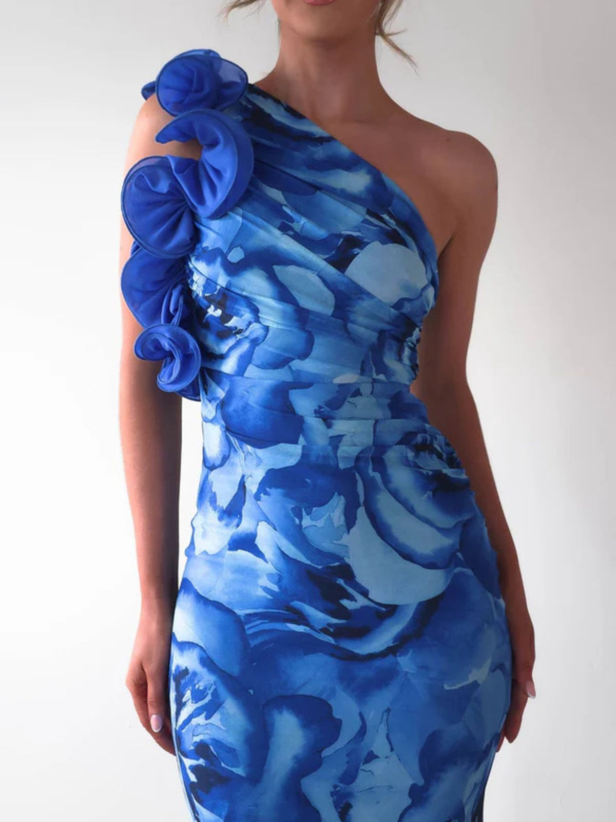 Floral One-Shoulder Maxi Dress