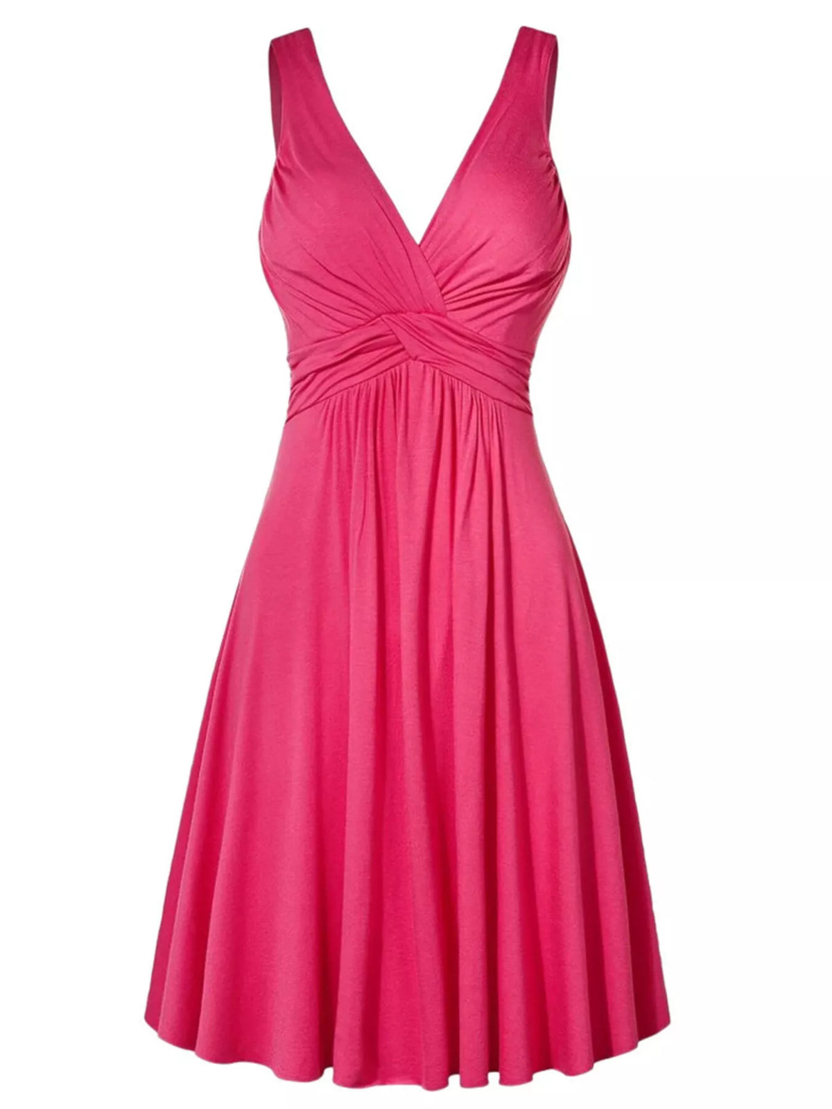 Twisted Sleeveless Ruched Waist A-Line Dress