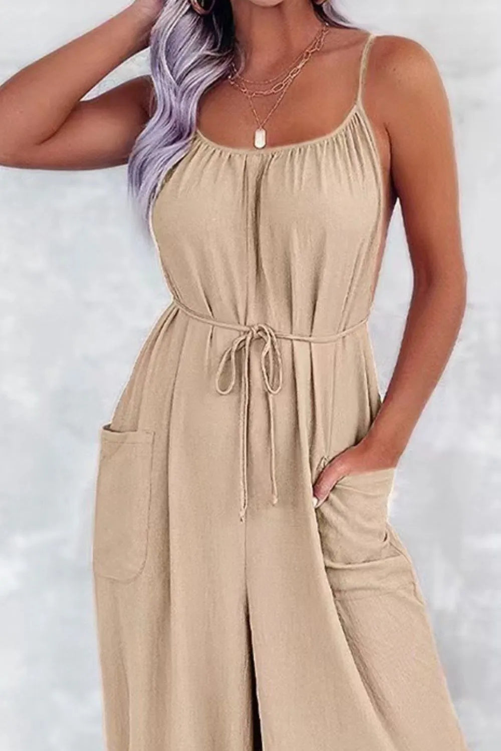 Spaghetti Strap Wide Leg Jumpsuit