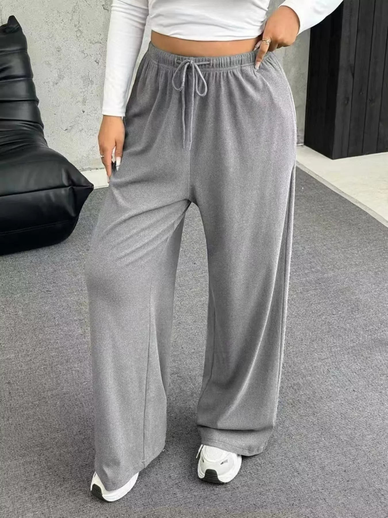 Drawstring Wide Leg Pants