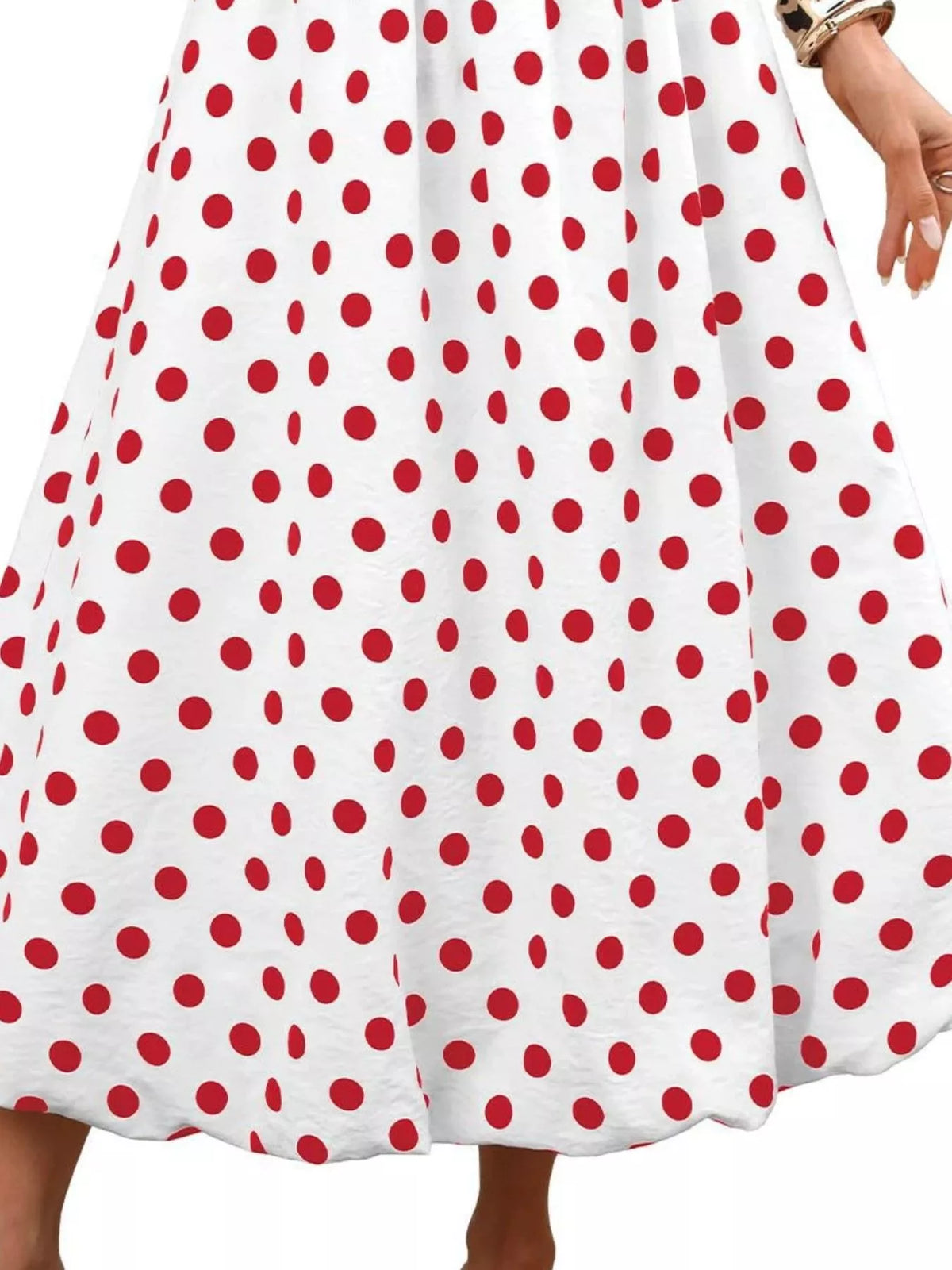 High-Waisted Polka Dot A-Line Midi Skirt