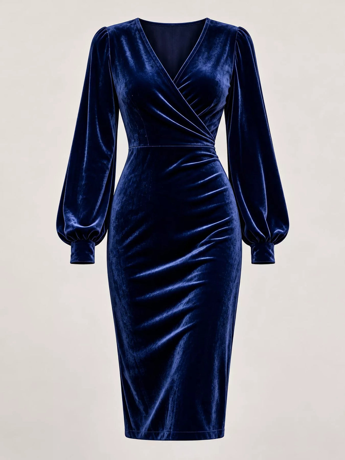 Ruched Velvet Wrap Dress