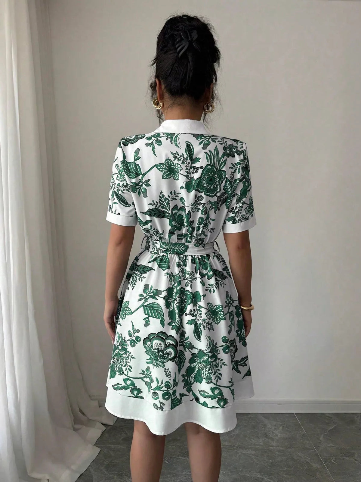 Belted Button-Front Mini Dress