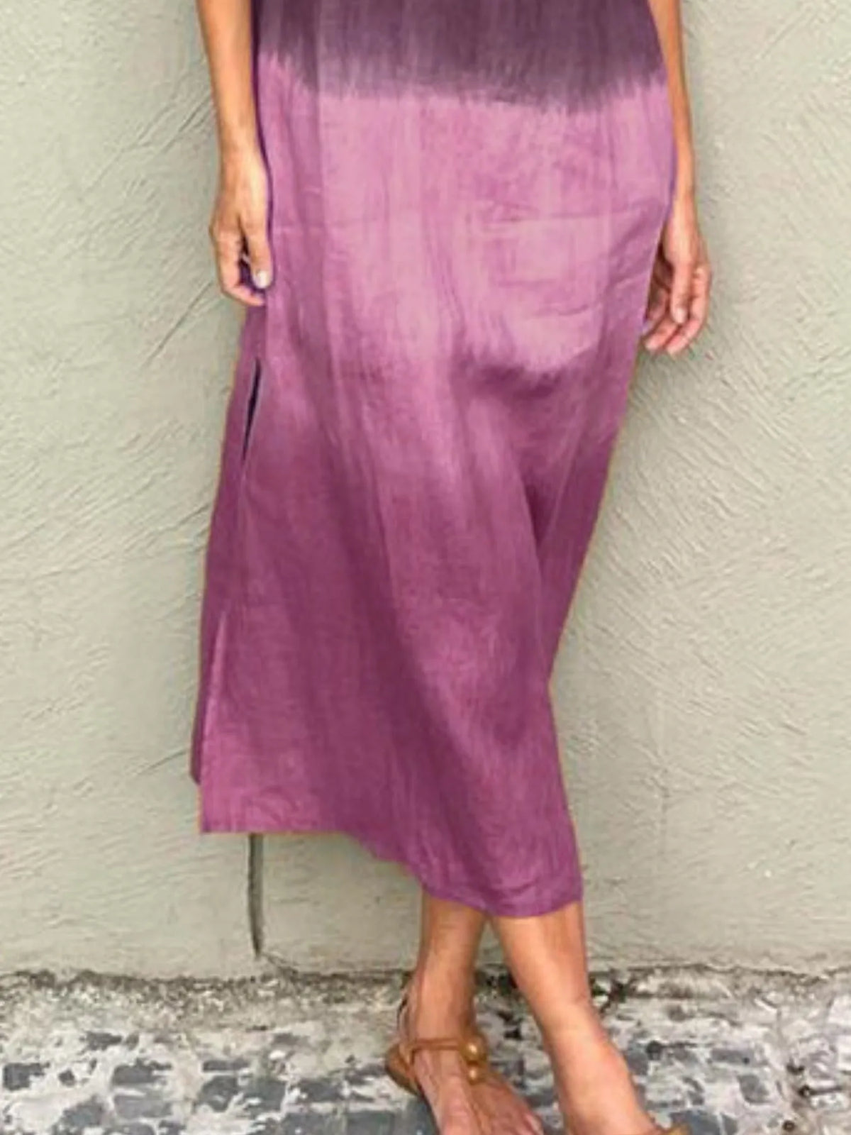 Gradient Tank Midi Dress with Side Slit