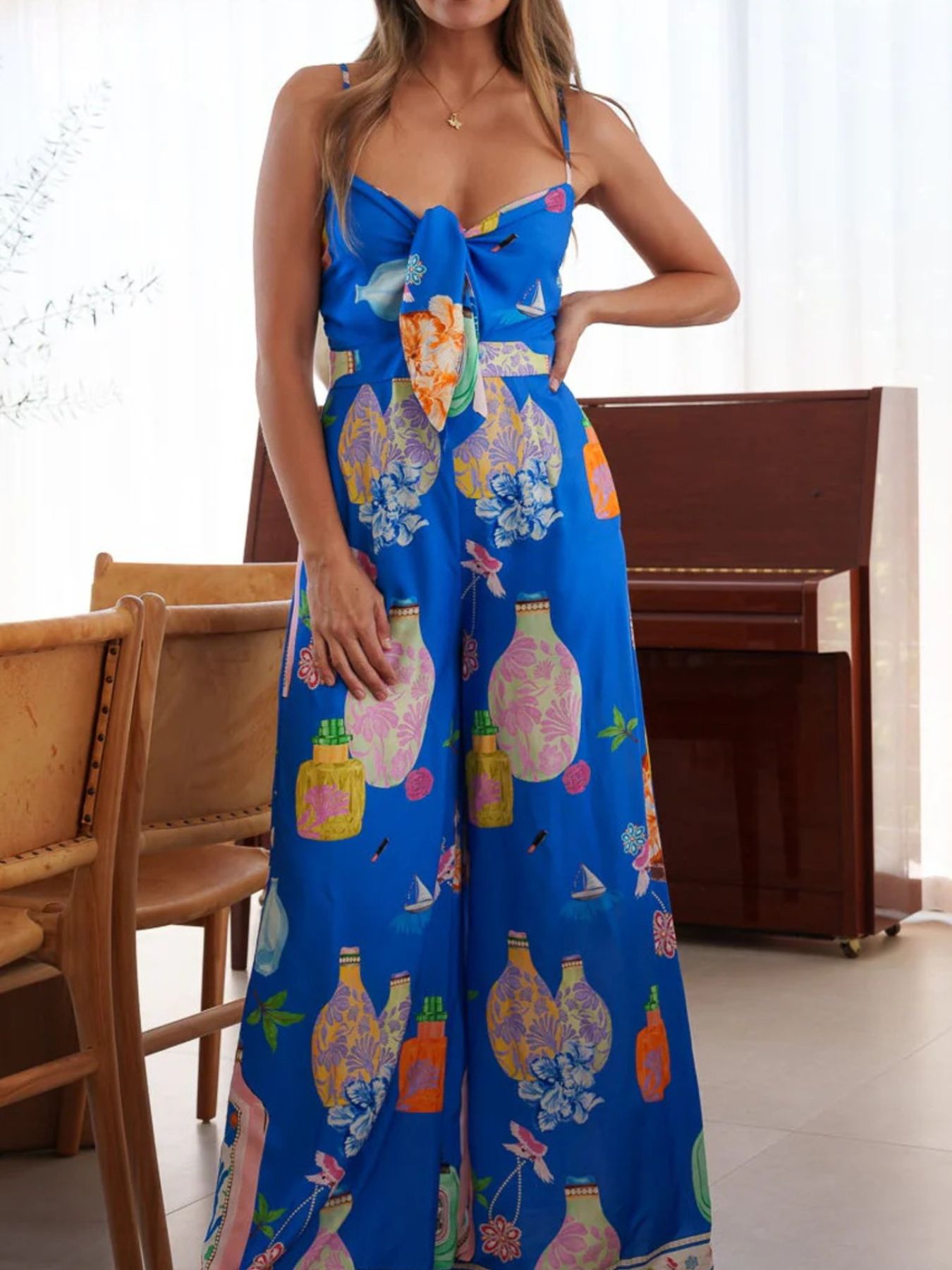 Tie-Front Wide Leg Jumpsuit