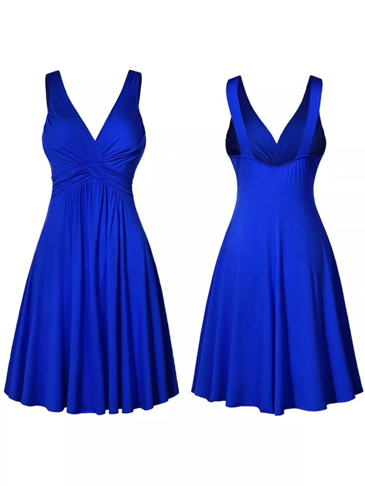 Twisted Sleeveless Ruched Waist A-Line Dress