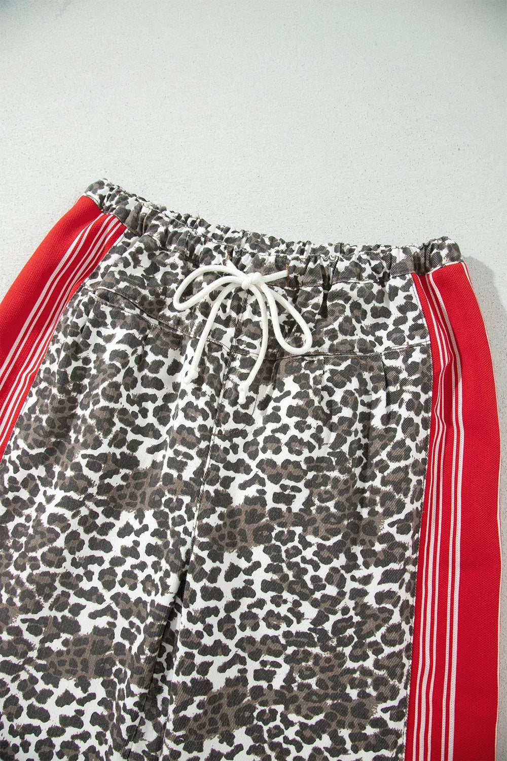 Leopard Patchwork Elastic-Waist Jeans