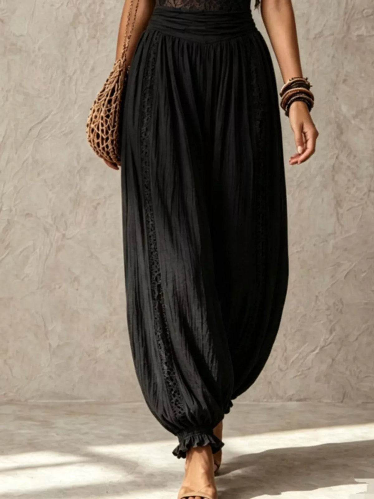 Boho Lace Corset Jumpsuit with Harem Pants