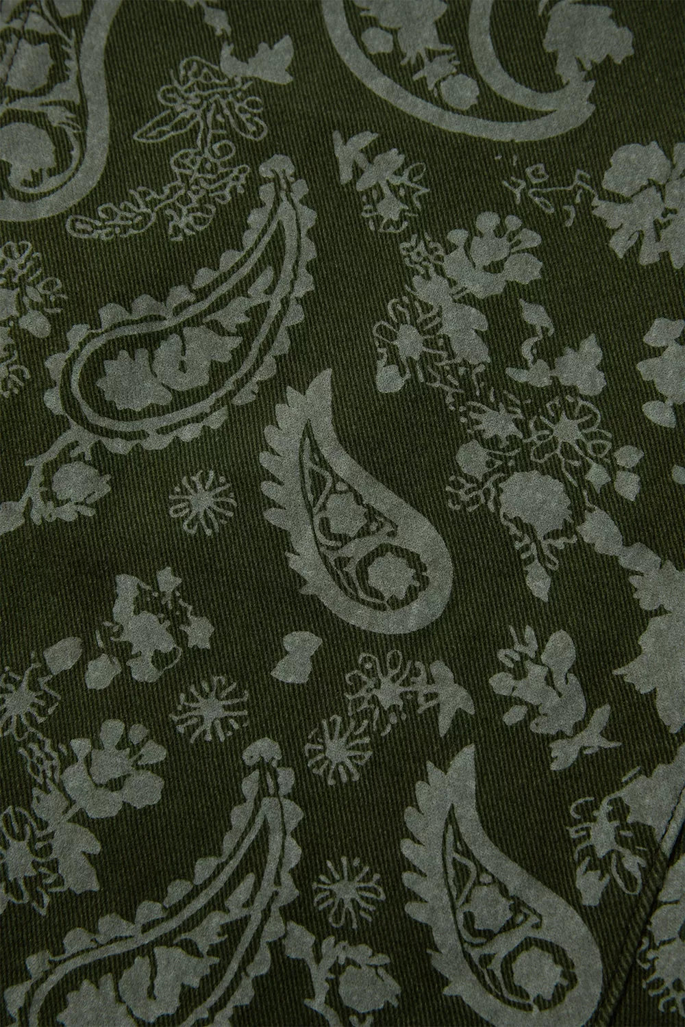 Paisley Print Harem Denim Pants in Dark Green