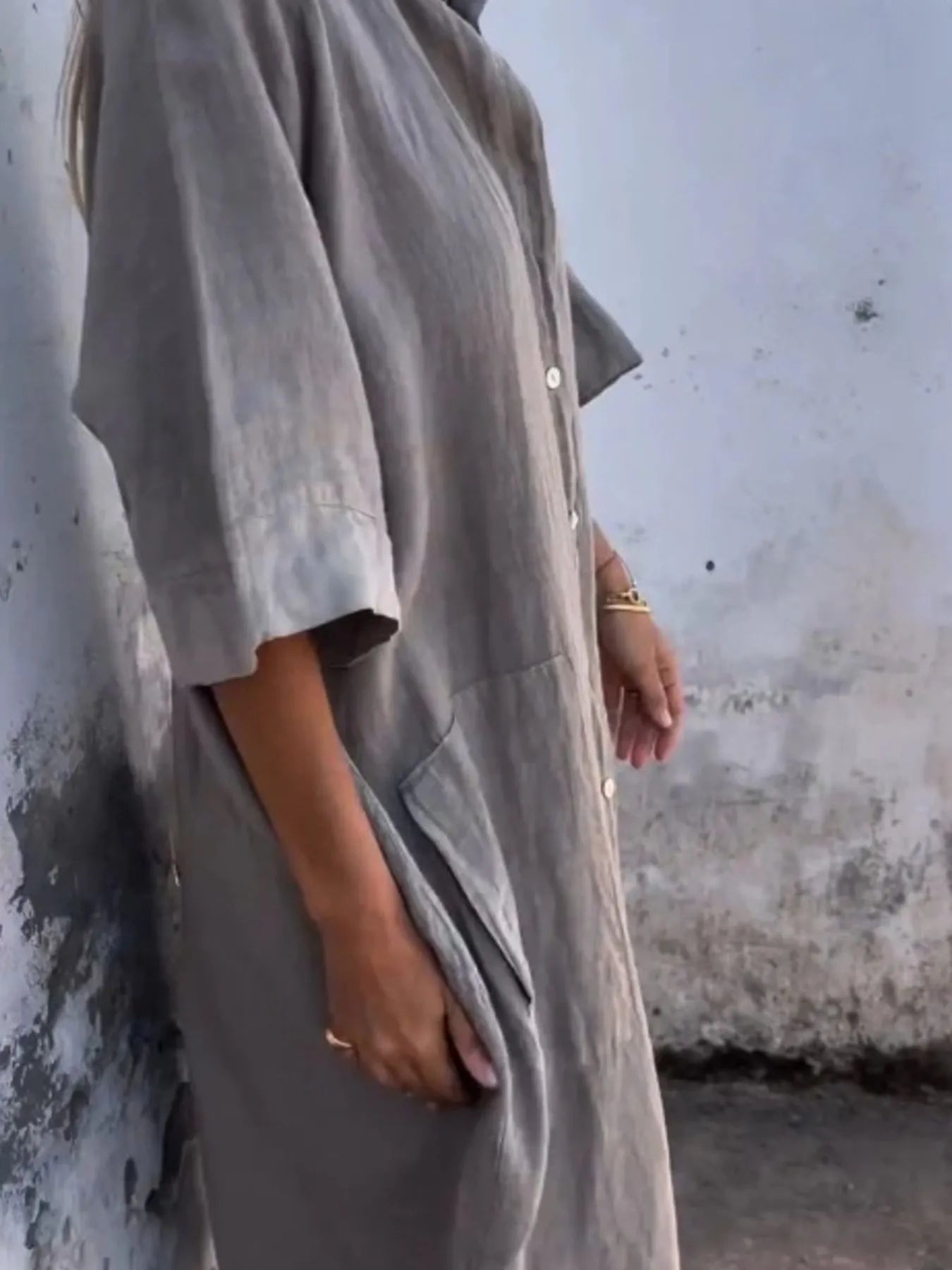 Linen Button-Down Shirt Dress