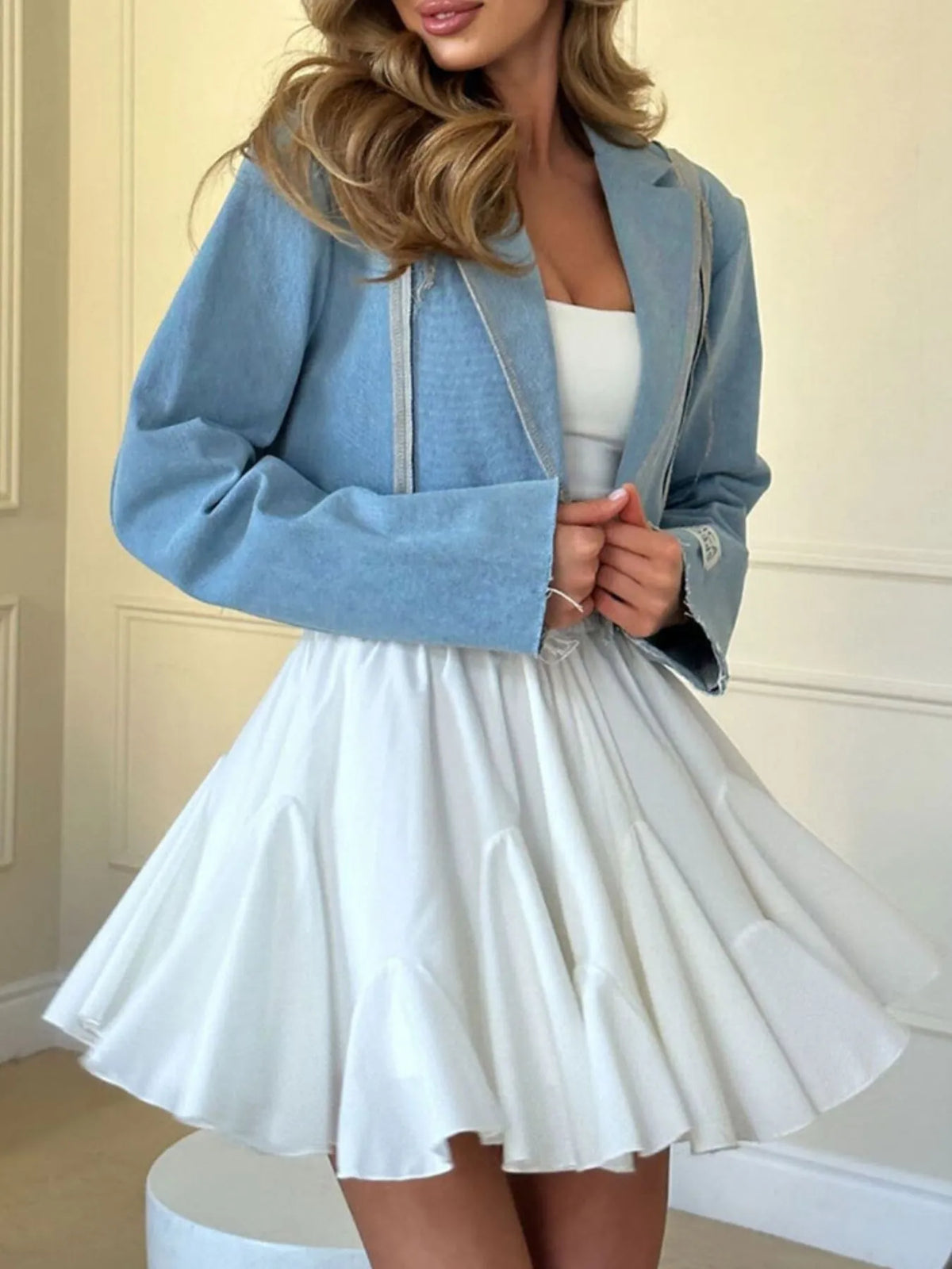 Ruffled-Hem Elastic Waist Skirt