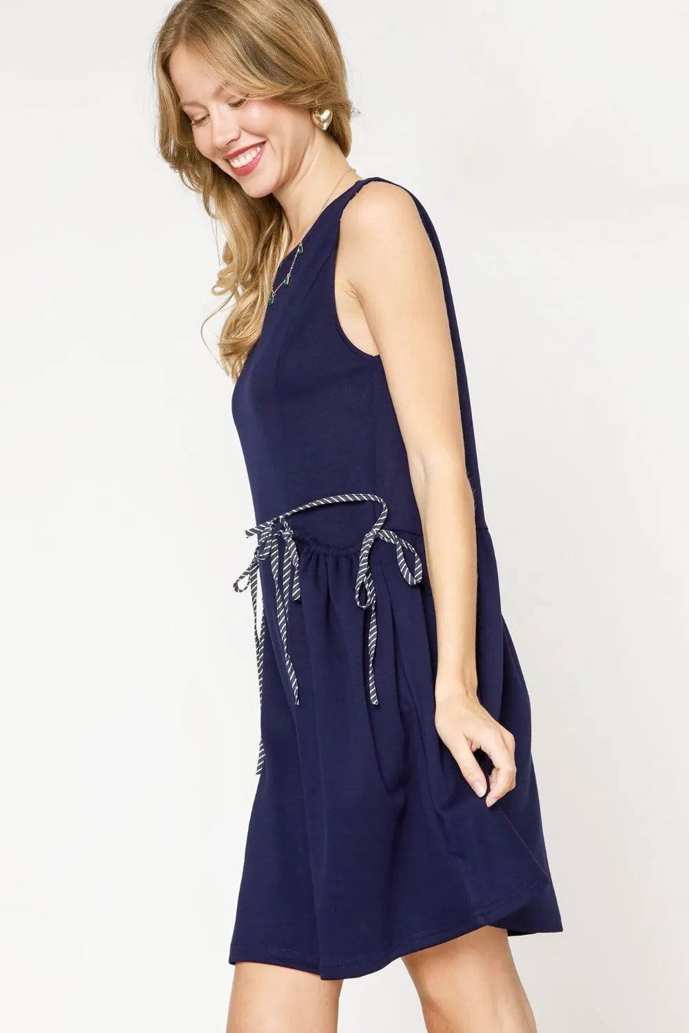 Umgee Sleeveless Tank Dress in Navy