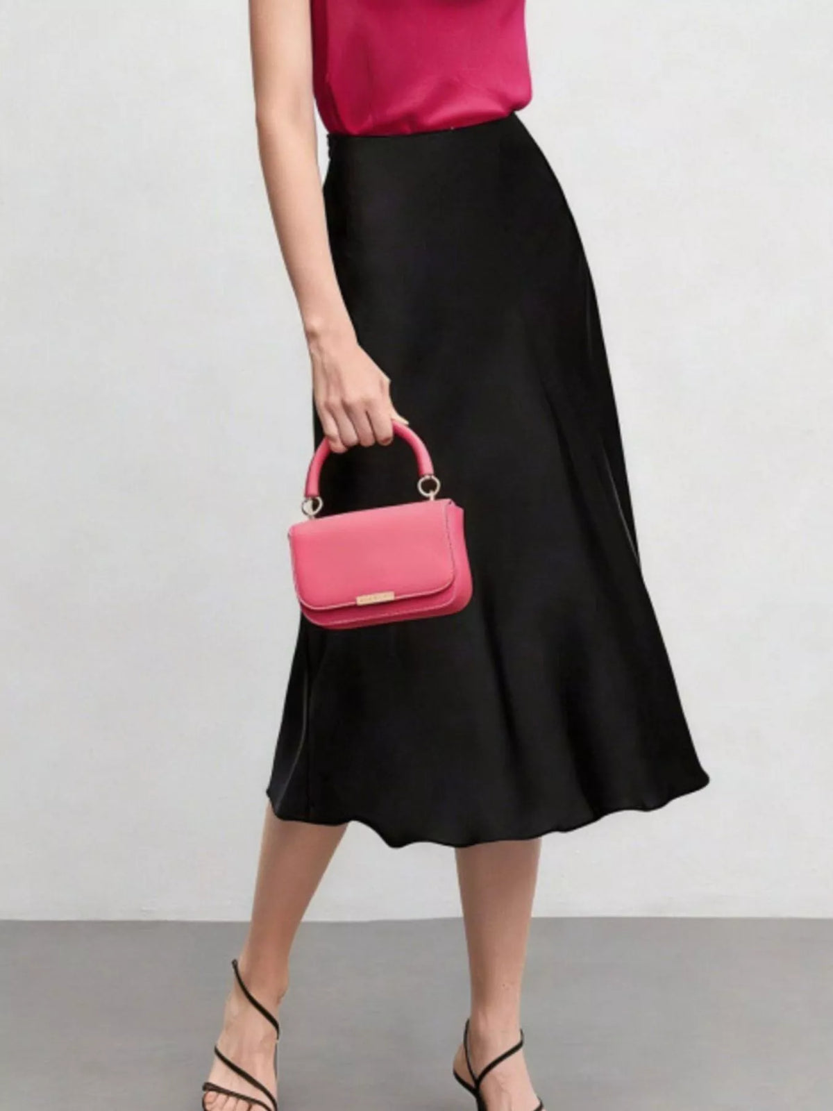 High-Waist Midi Skirt in Black