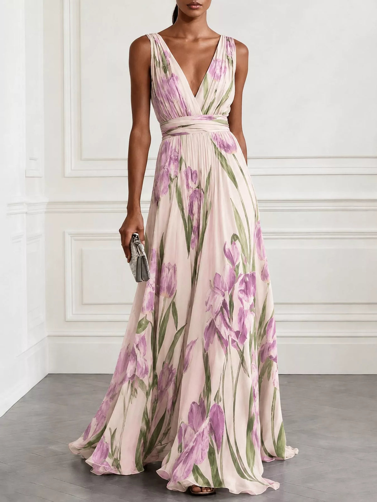 Plus Size Sleeveless Floral Maxi Dress