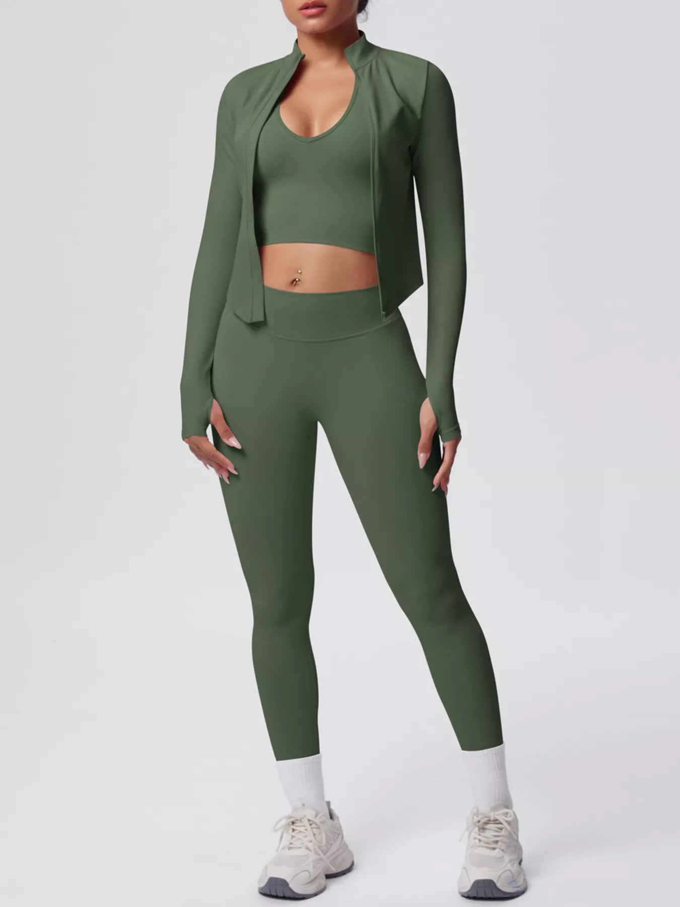 Zip-Up Jacket Tank and Leggings Active Set