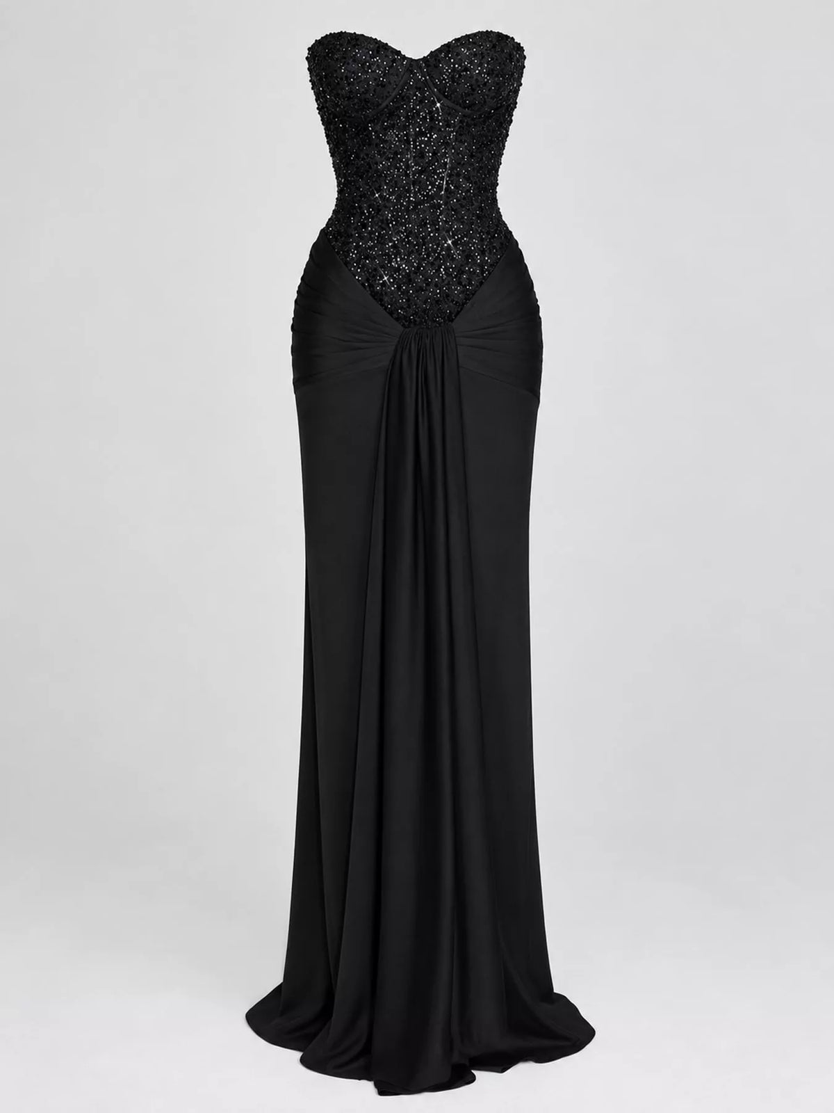 Strapless Sequin Corset Maxi Dress