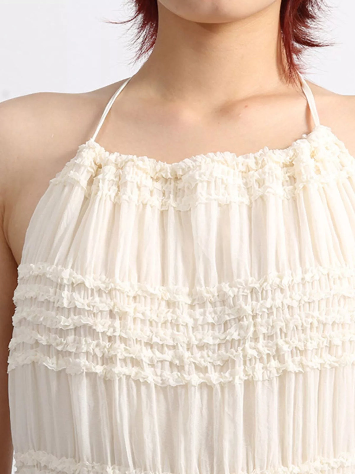 Backless Halter Maxi Dress in White