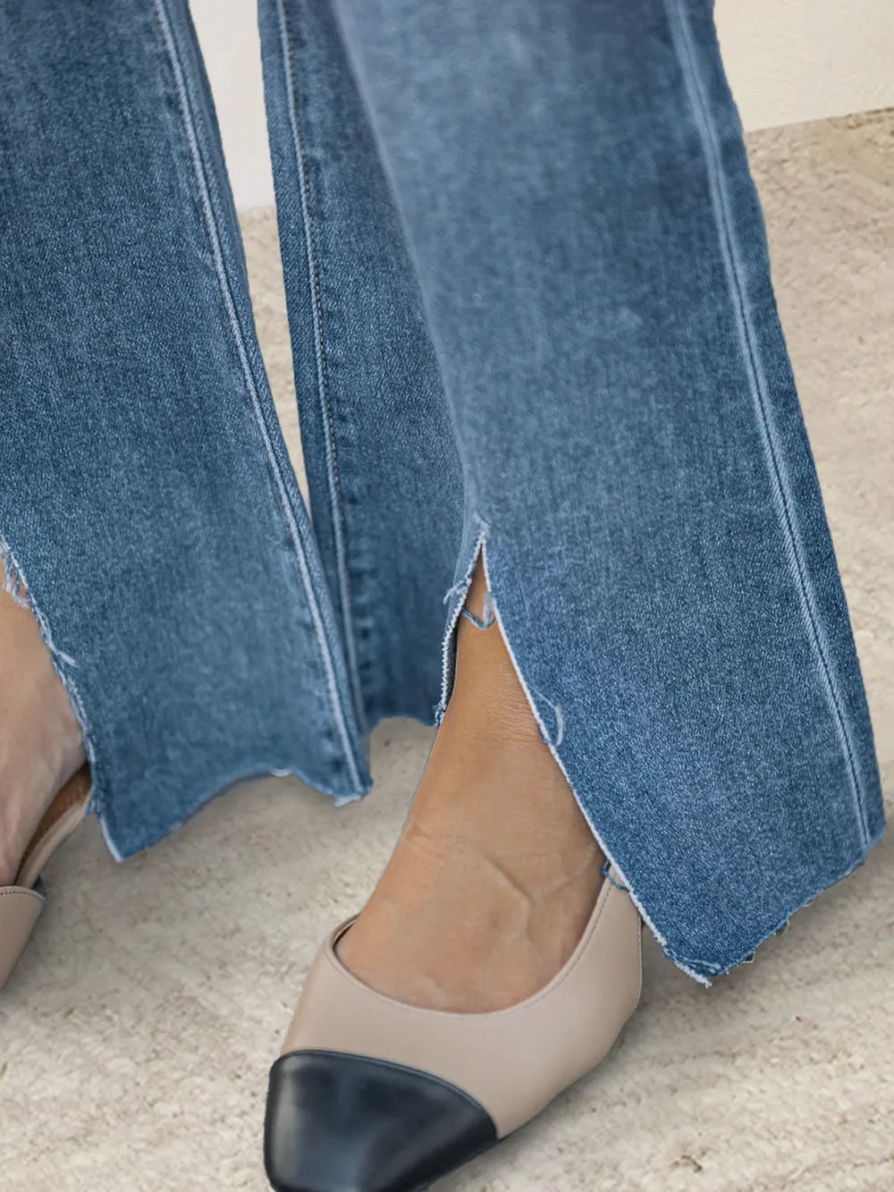 Slit Bootcut Jeans in Medium Wash by DE.C.H & K.M
