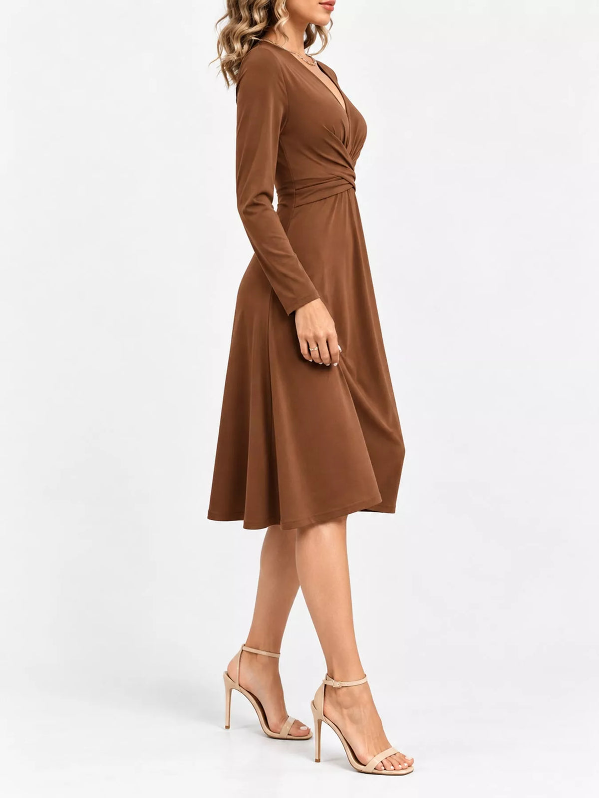 Crisscross Ruched Front Midi Dress