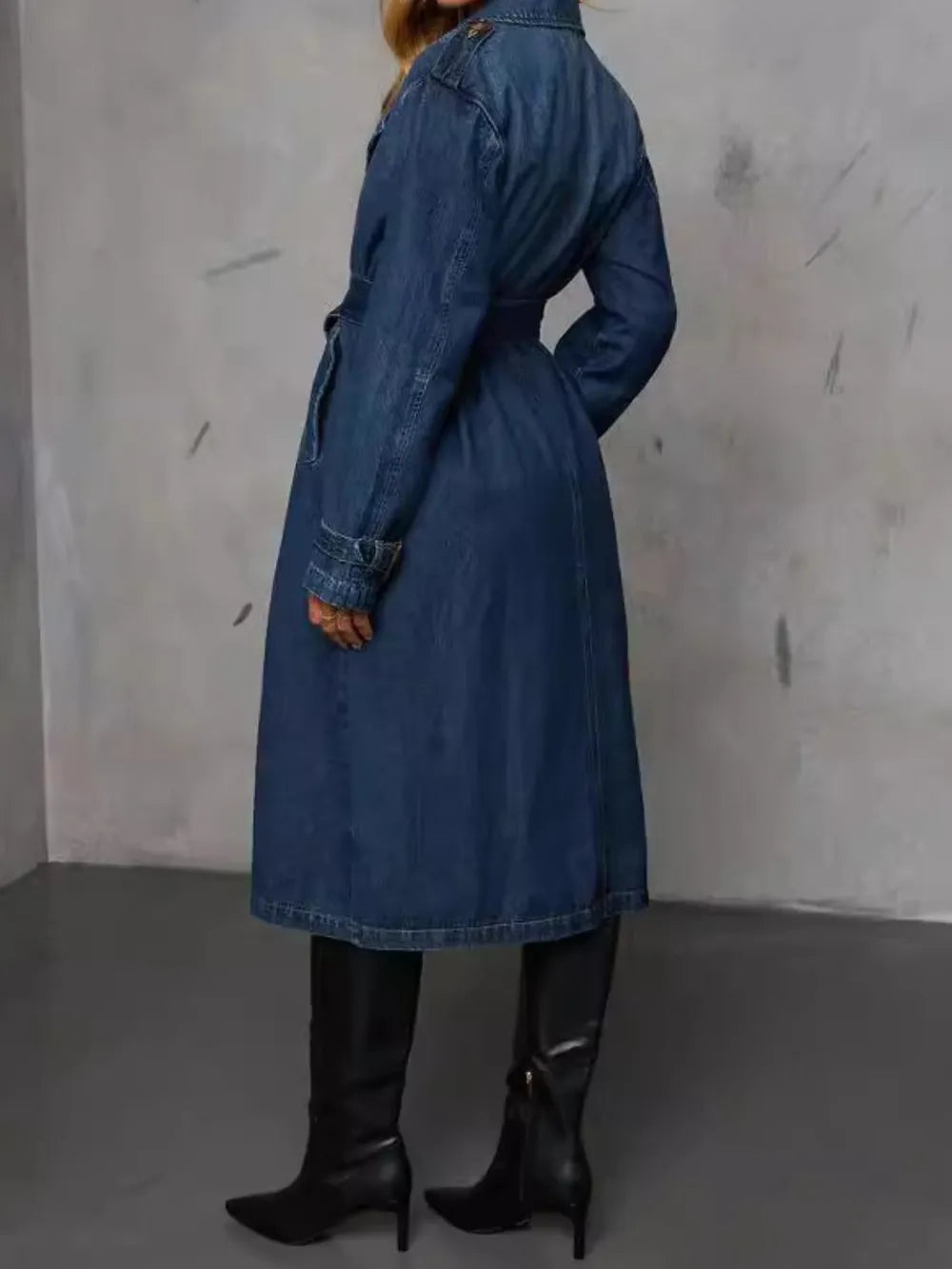 Longline Denim Jacket in Dark Wash by Y.Y@Denim