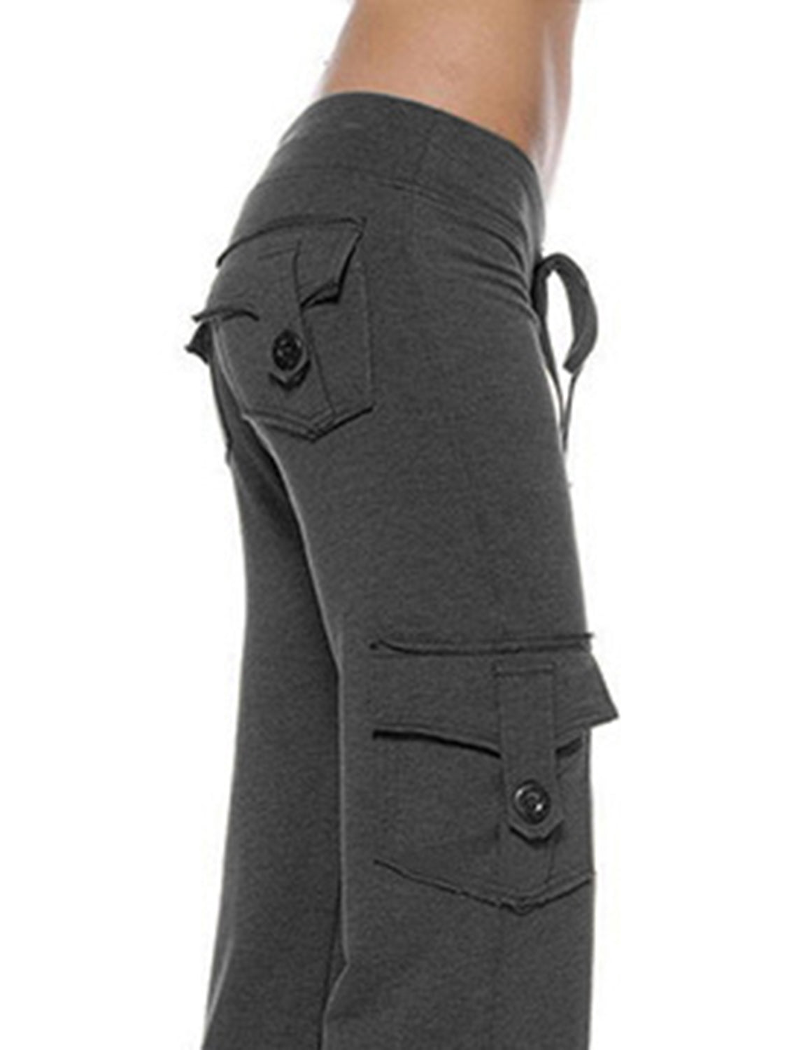 Mid-Waist Drawstring Pants with Pockets