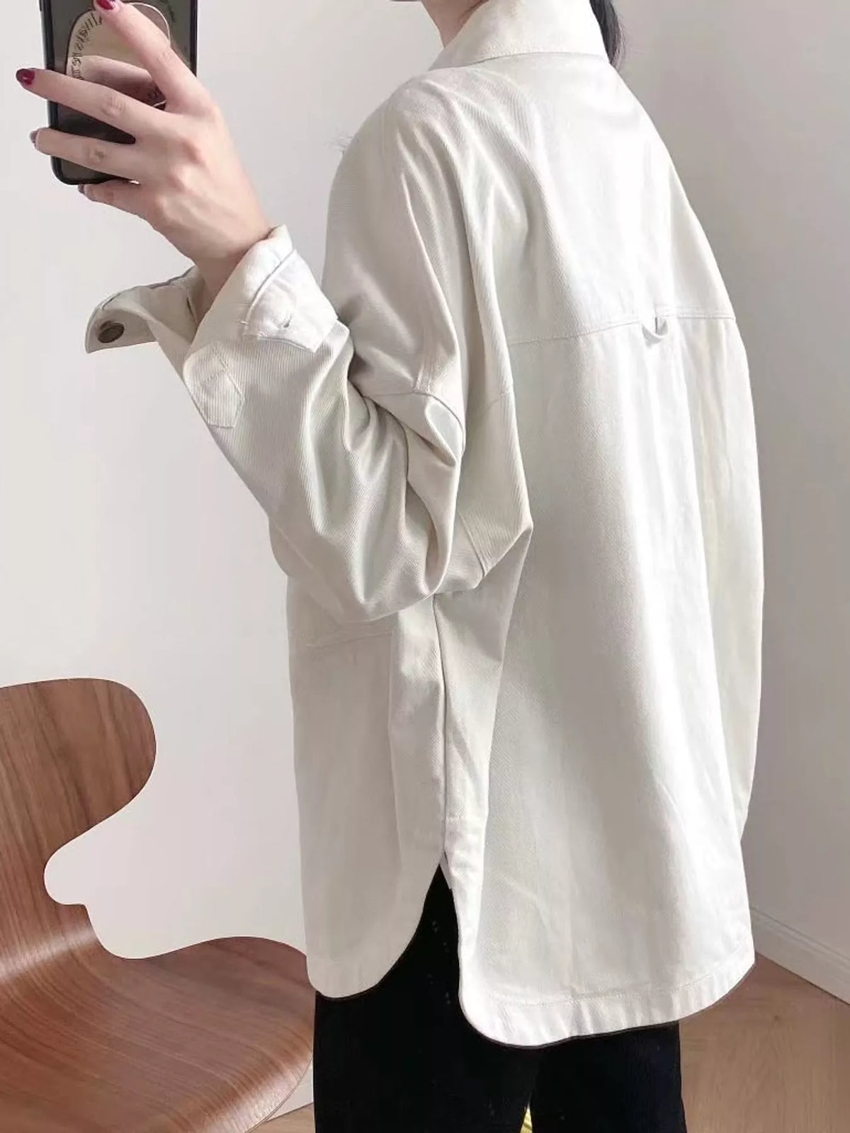 Button-Down Dropped Shoulder Denim Jacket