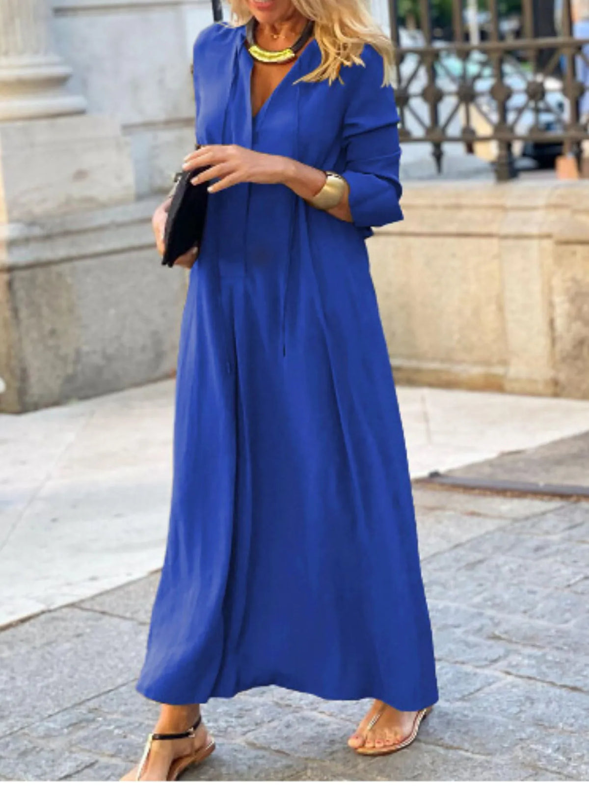 Solid Maxi Shirt Dress