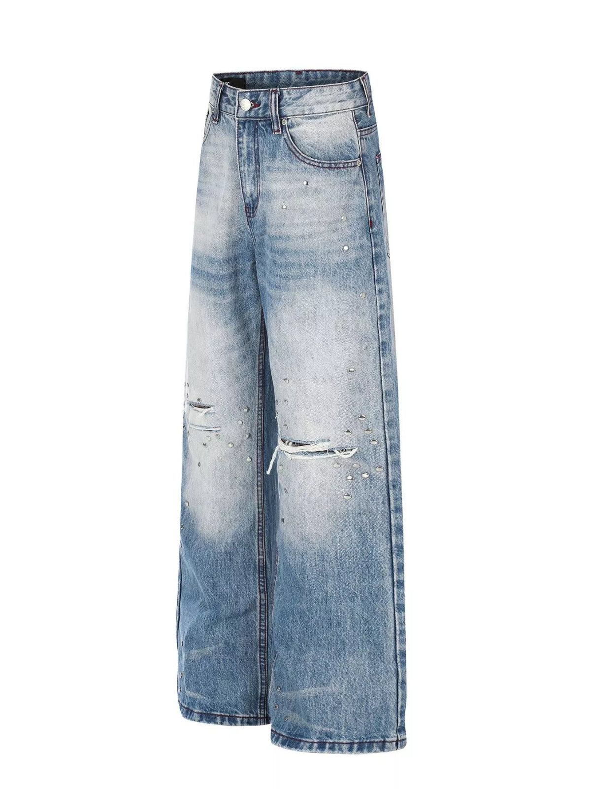 Distressed Wide-Leg Jeans in Blue by TrendMaster