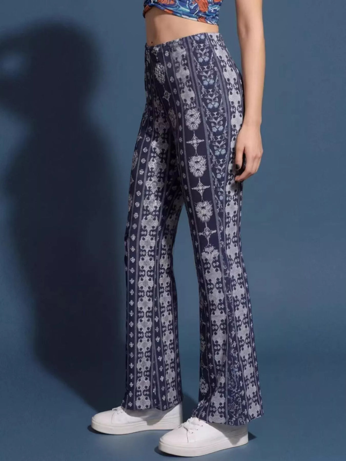 High-Waisted Flared Pants in Blue