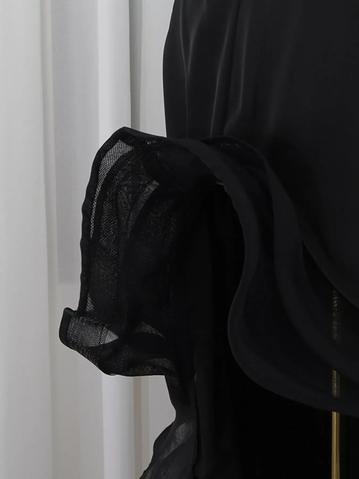 Spaghetti Strap Ruffle Slit Maxi Dress in Black