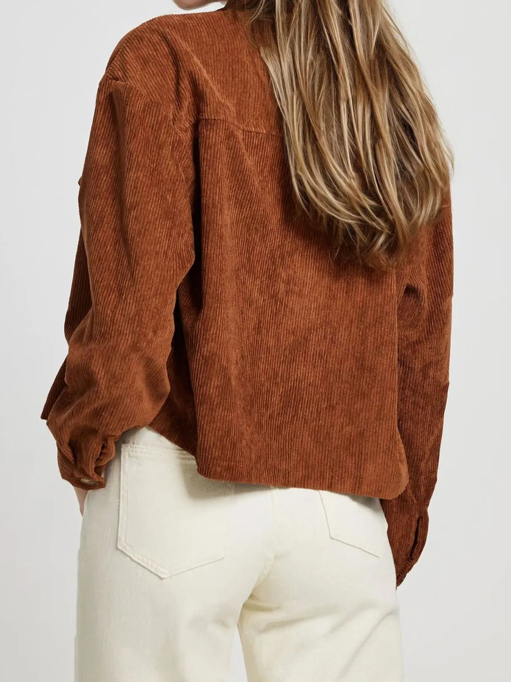 Long Sleeve Button-Up Jacket in Brown