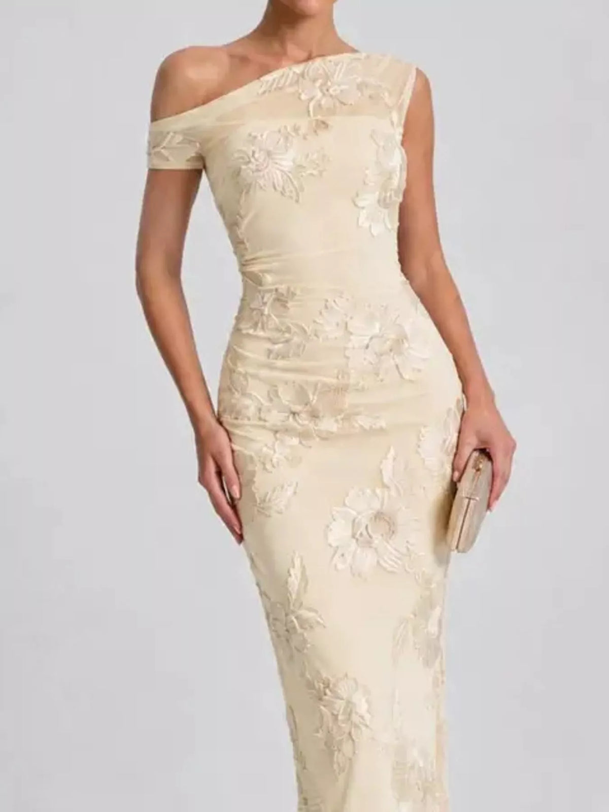 One-Shoulder Embroidered Maxi Dress