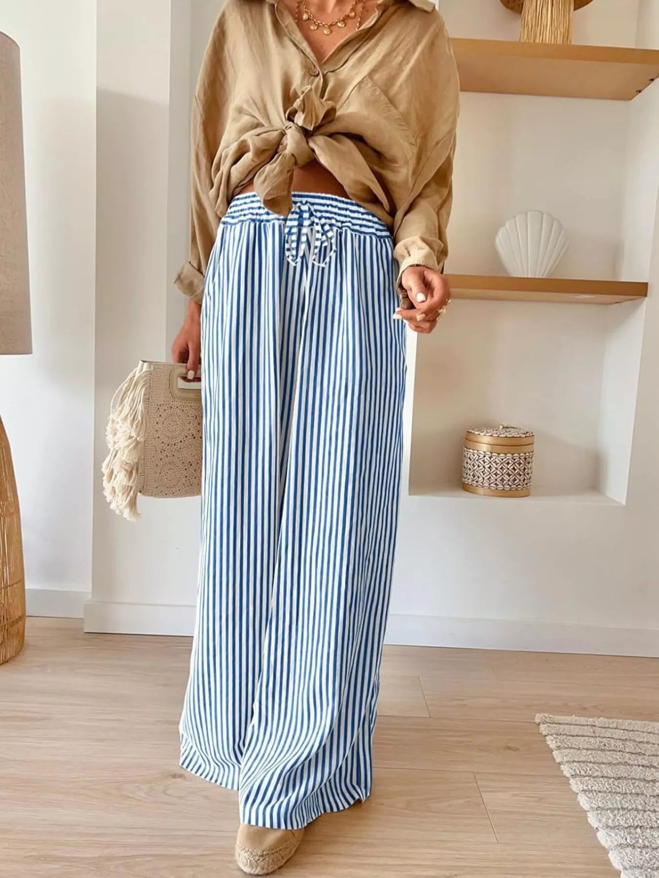 Striped Wide-Leg Pants