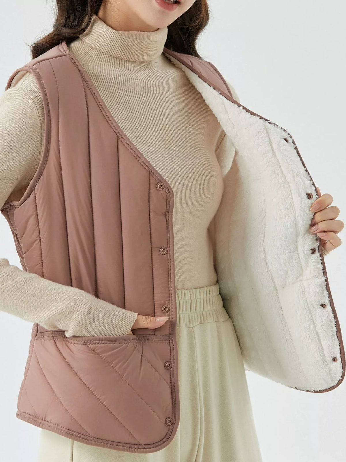 Quilted Button-Up Vest Coat