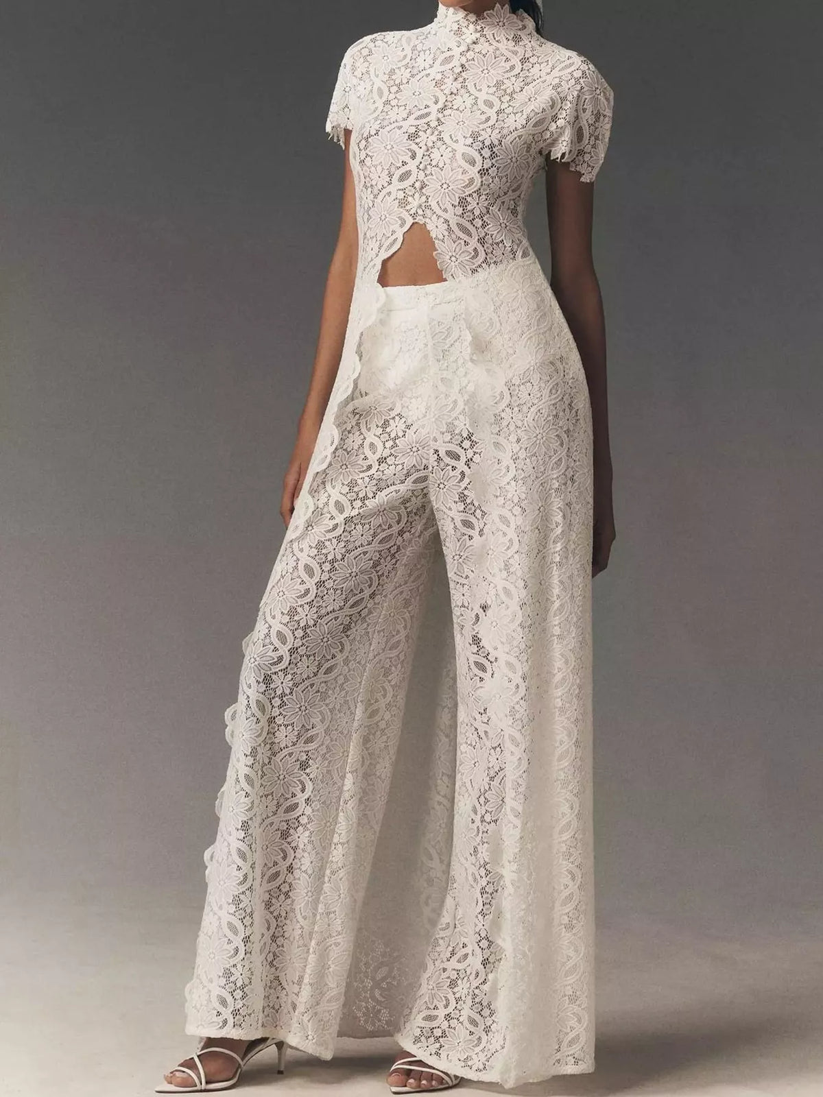 Openwork Lace Top and Pants Set