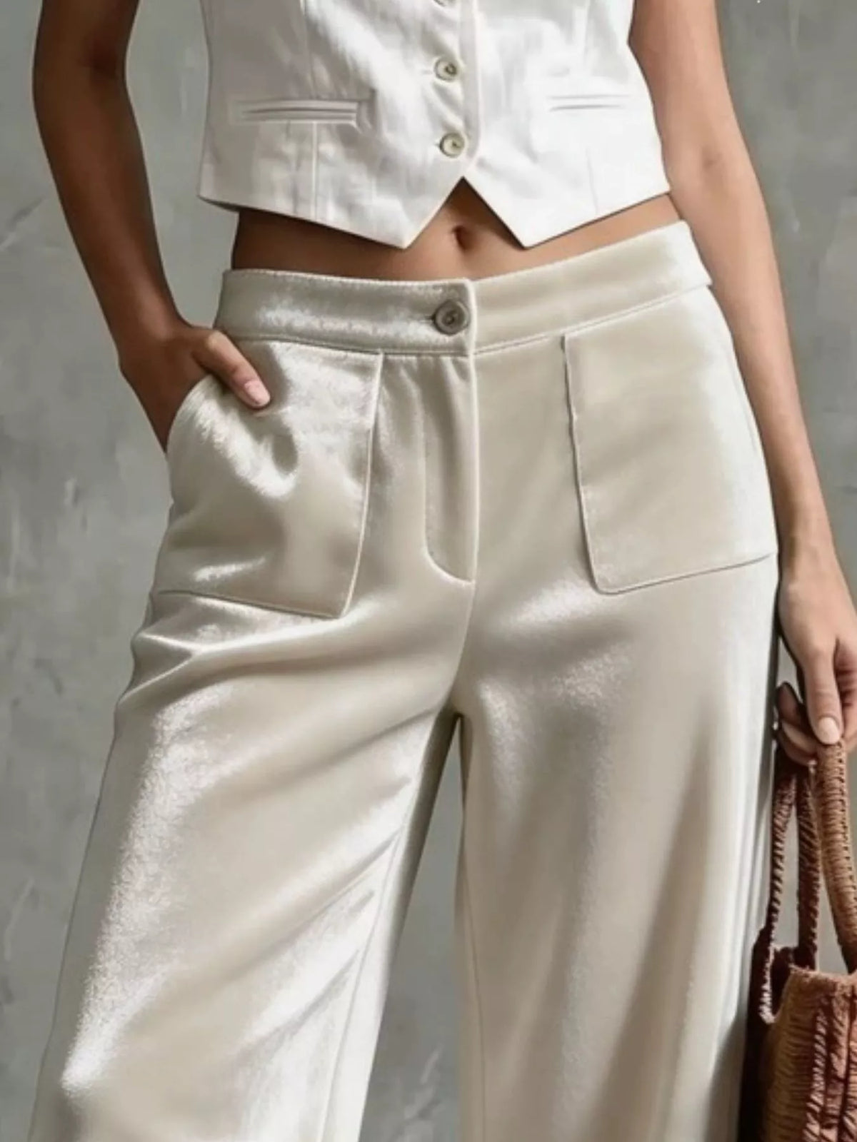 Plus Size Velvet Wide-Leg Pants