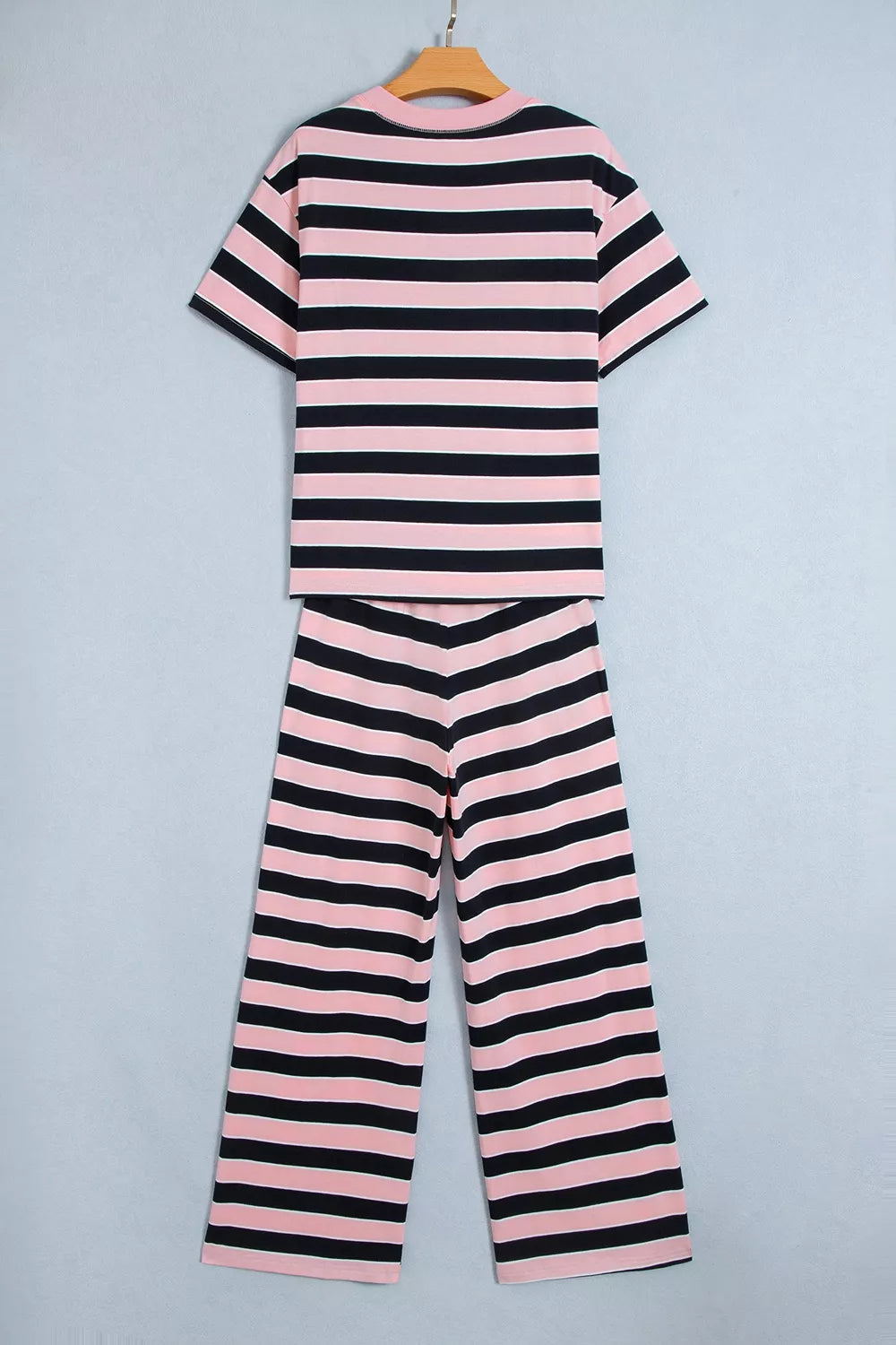 Loose Tee and Pants Set in Pink Stripe
