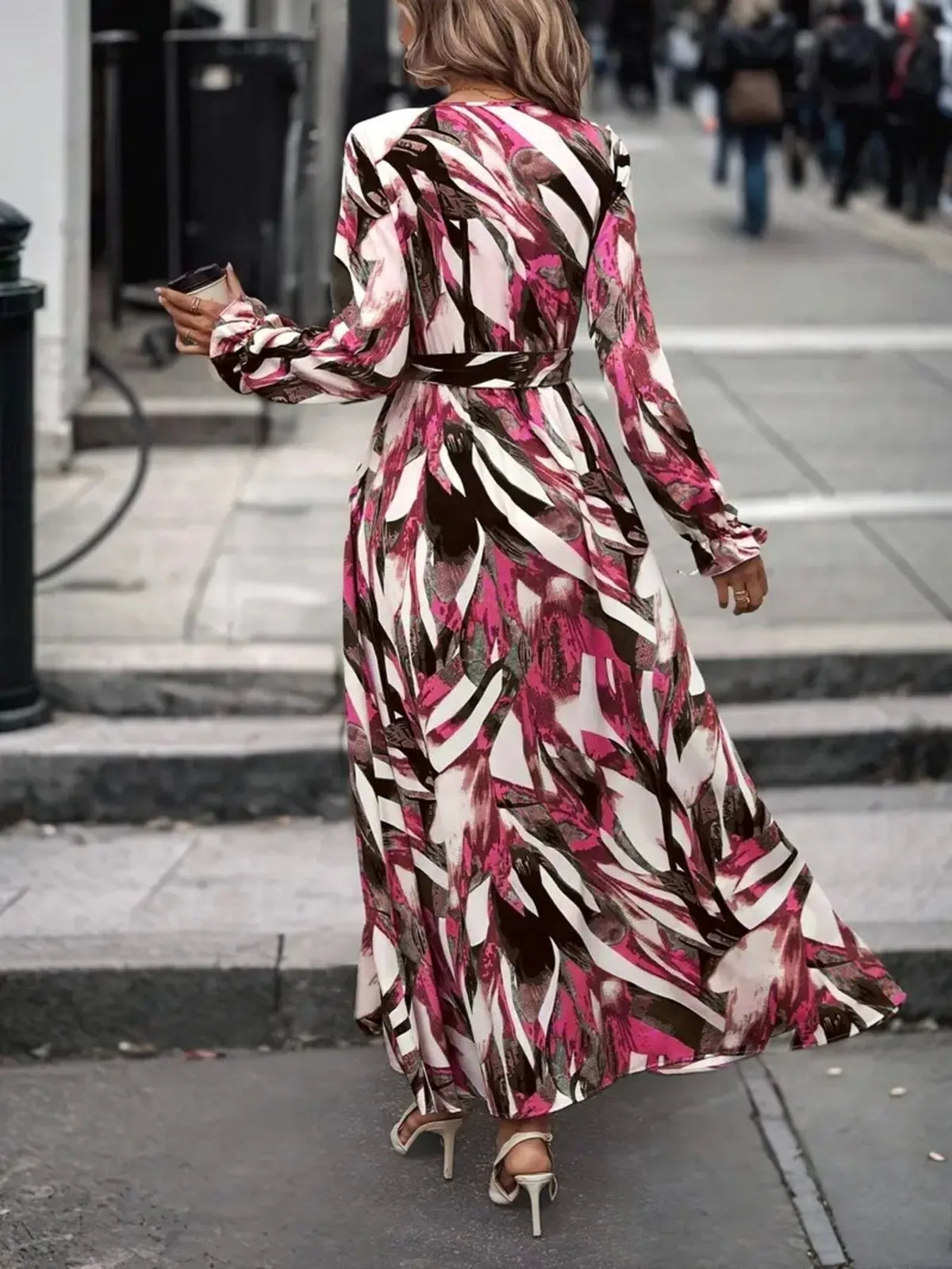 Surplice Maxi Dress with Flounce Sleeves