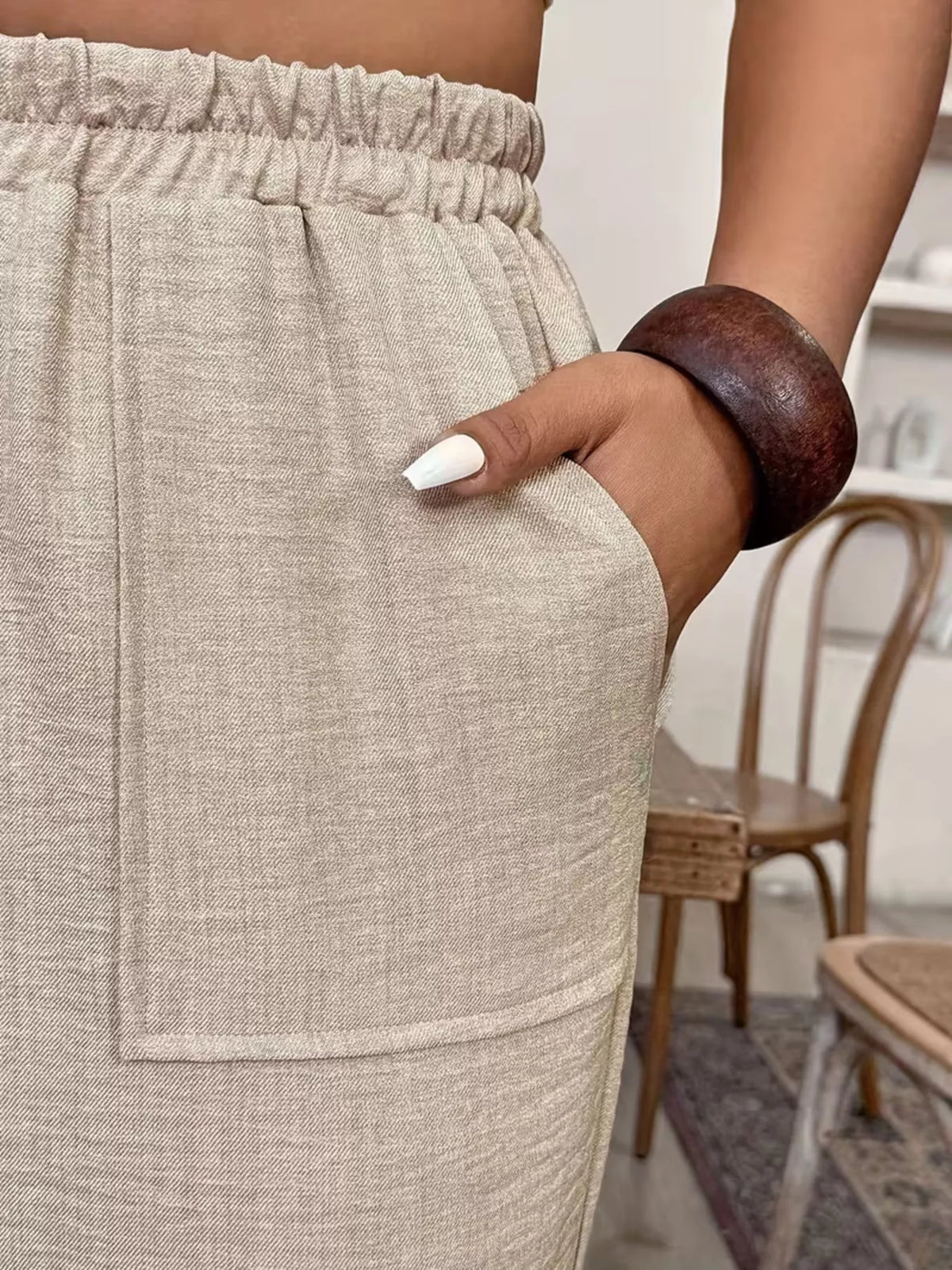 Plus Size Elastic Waist Pants with Pockets
