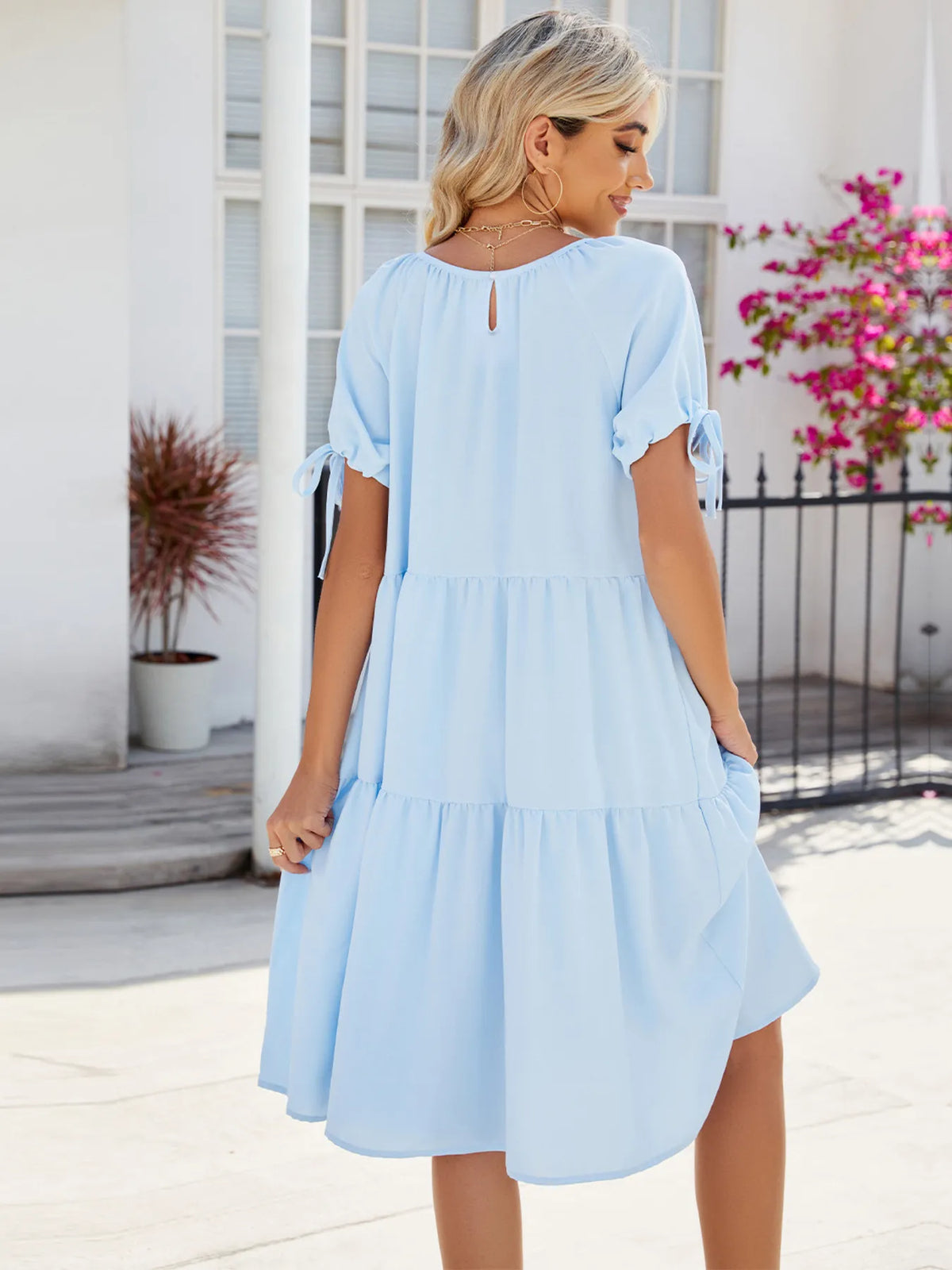 Tiered Round Neck Summer Dress