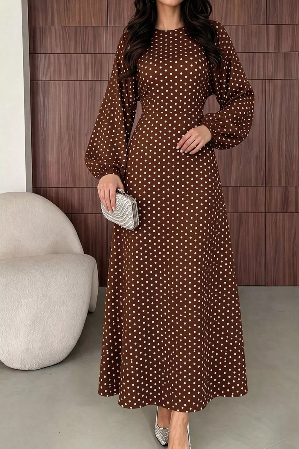Polka Dot Tie-Waist Maxi Dress