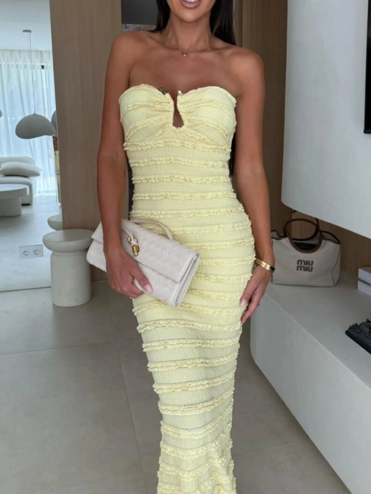 Cutout Sweetheart Tube Maxi Dress