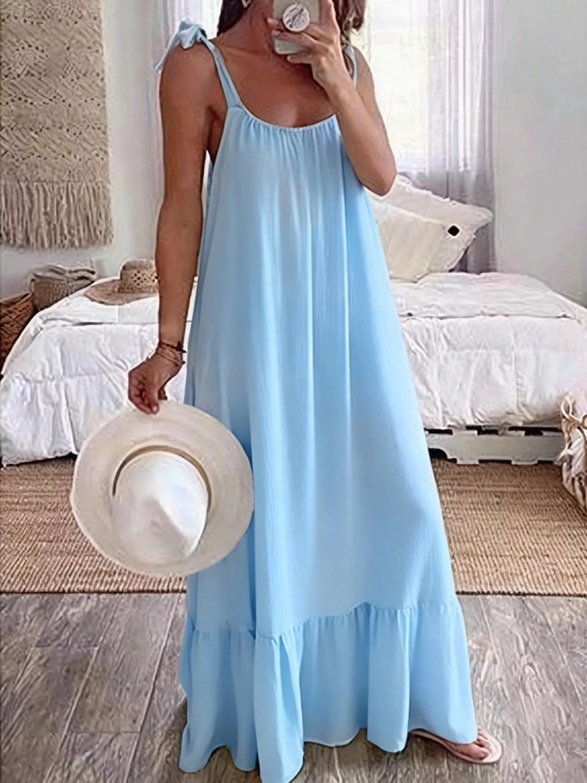 Sleeveless Tie Strap Maxi Dress
