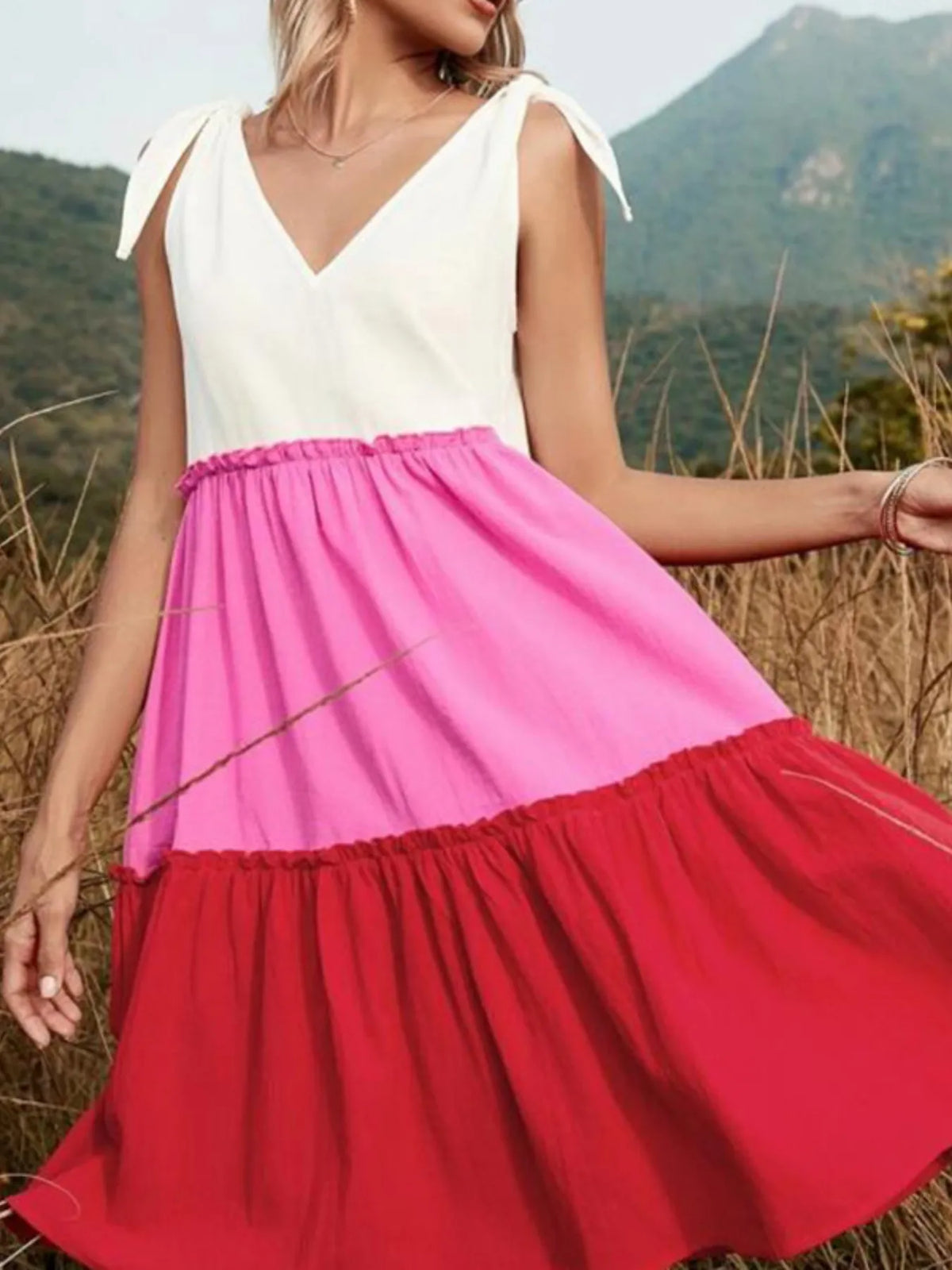 Colorblock Tiered Midi Tank Dress by ArtisticExpression